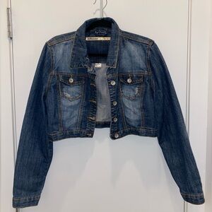 Dollhouse cropped denim jacket - size L.